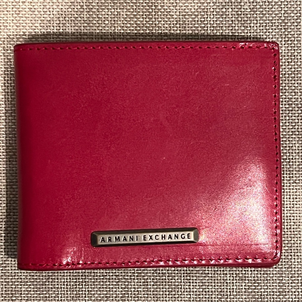 Armani exchange red leather wallet mint vintage
